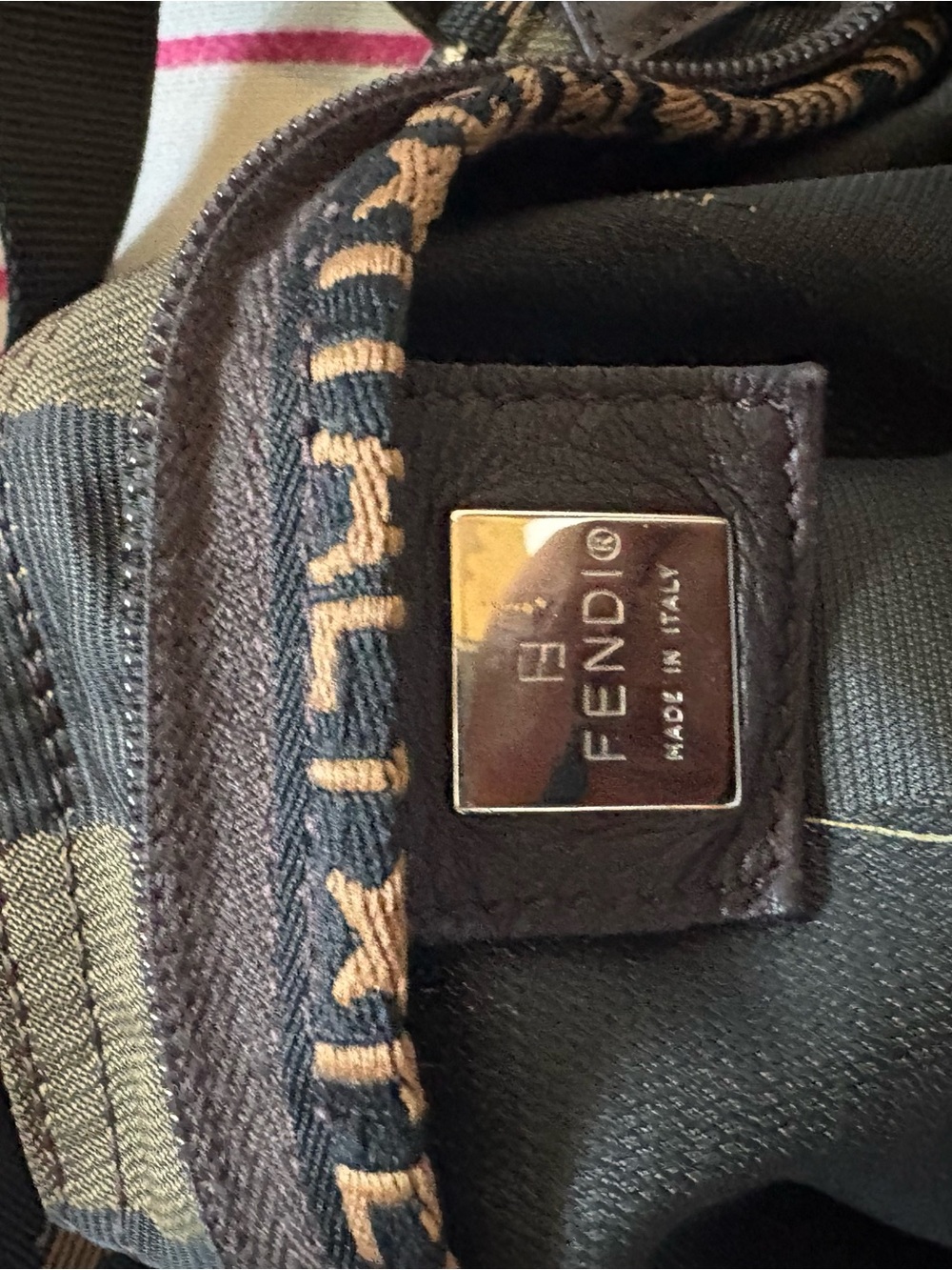 Fendi Olive Green and Black Striped Crossbody Bag - Picture 4 of 8